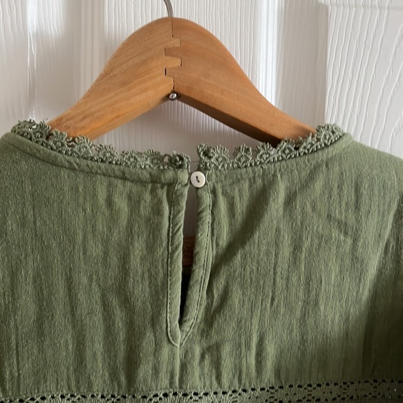 Lucky Brand Los Angles Green Short Sleeve Bohemian Blouse Size Medium - Picture 4 of 6